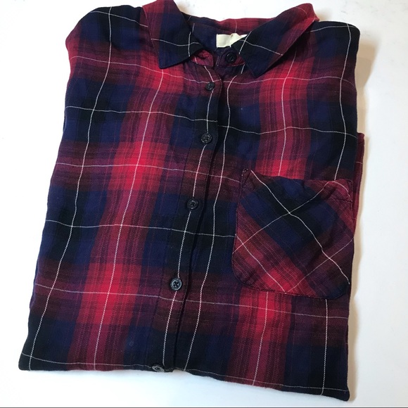 Garage Red and Blue Plaid Button Up Shirt - XS - Picture 3 of 7